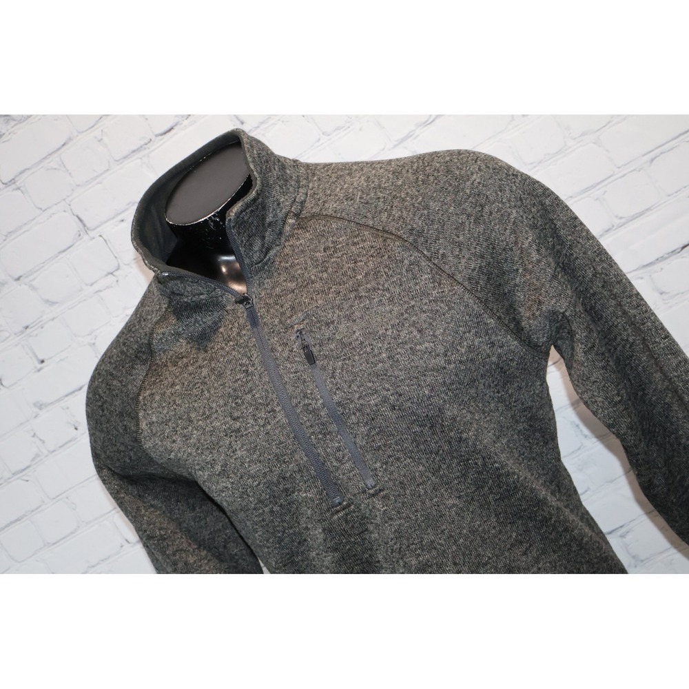 Eddie Bauer Pullover Mens Large Gray 1/4 Zip Fleece Sweater Pocket Shirt